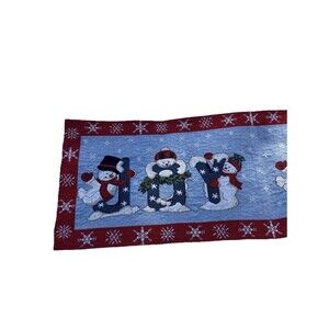 Christmas Tapestry Table Runner Snowman Joy Holiday 68" x 12” Kitchen Linens